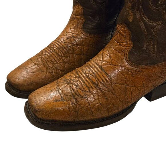 Langstons Cowboy Boots Mens 9 D Two Tone Brown Leather Country Western Wear VTG - Picture 13 of 16